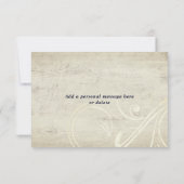 Rustige  houtmarine Turquoise Peacock Wedding RSVP Kaartje (Achterkant)