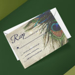 Rustige  houtmarine Turquoise Peacock Wedding RSVP Kaartje<br><div class="desc">Rustische houtmarine Turquoise Peacock Wedding RSVP Kaart. (1) Klik op de knop Aanpassen voor verdere aanpassing en gebruik onze ontwerptool om deze sjabloon te wijzigen. Alle tekststijlen, kleuren en grootten kunnen worden aangepast aan uw behoeften. (2) Als u liever dikkere papieren hebt, kunt u overwegen het type matte papier te...</div>