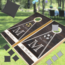 Rustige houtmonogram Football goudzilver