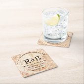 Rustige houtmonogram Namen sparen de Datum Kartonnen Onderzetters (Insitu)