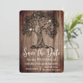 Rustige houtoogboom en strijkveldenweddenschap save the date (Staand voorkant)
