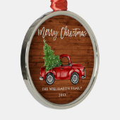 Rustige houtpenseel Rood rondrek Metalen Ornament (Rechts)