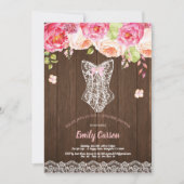 Rustige houtroze lingerie douchebridal party kaart (Voorkant)
