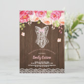 Rustige houtroze lingerie douchebridal party kaart (Staand voorkant)