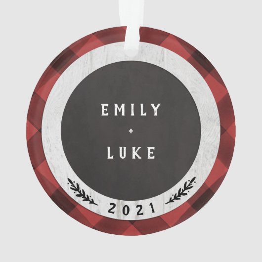 Rustige houtsbuffels eerste kerstmis ornament (achterkant)