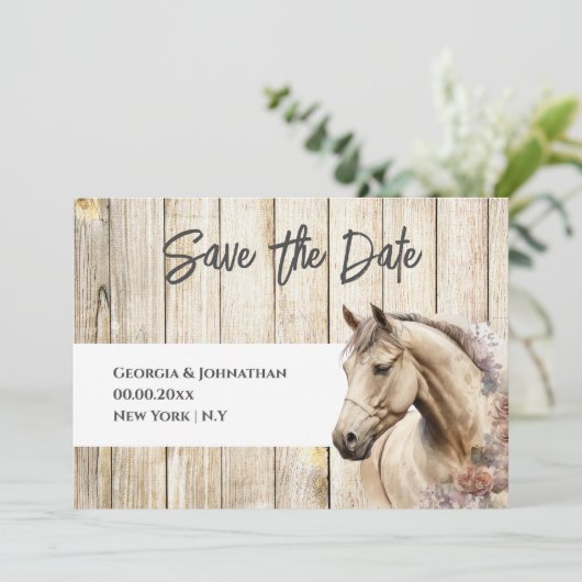 Rustige houtschuur, waterverf save the date (Staand voorkant)