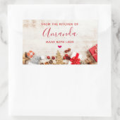 Rustige houtsfoto met kerstcadeautjes rechthoekige sticker (Tas)