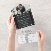 Rustige houtskaarlampen foto rsvp bruiloft all in one uitnodiging (Afscheurbaar)