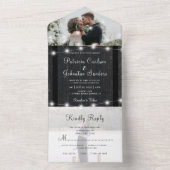 Rustige houtskaarlampen foto rsvp bruiloft all in one uitnodiging (Binnen)