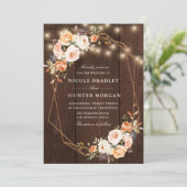 rustige houtskaarlampen herfst florale bruiloft kaart (Staand voorkant)