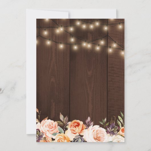 rustige houtskaarlampen herfst florale bruiloft kaart (Achterkant)