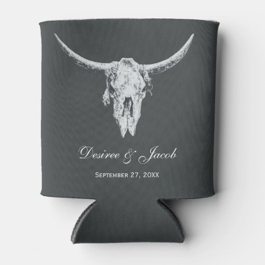 Rustige houtskool Grijze witte Westerne Koe Blikjeskoeler (Voorkant)