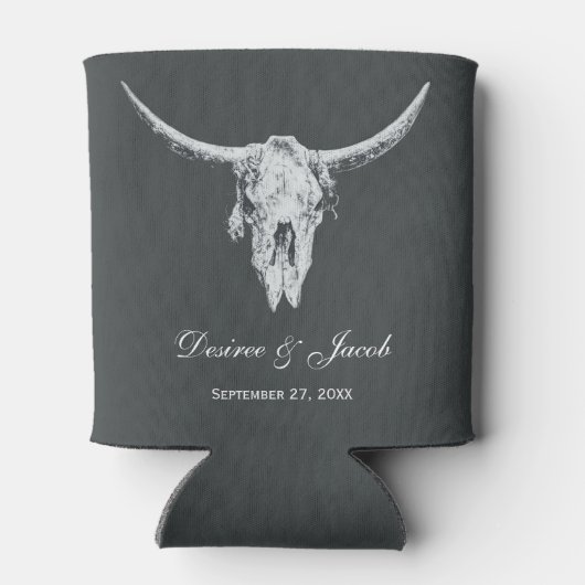 Rustige houtskool Grijze witte Westerne Koe Blikjeskoeler (Achterkant)