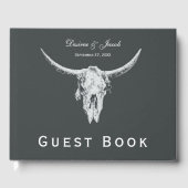 Rustige houtskool Grijze witte Westerne Koe Gastenboek (Voorkant)