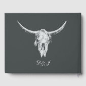 Rustige houtskool Grijze witte Westerne Koe Gastenboek (Achterkant)