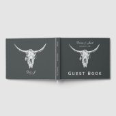 Rustige houtskool Grijze witte Westerne Koe Gastenboek (Volledig)