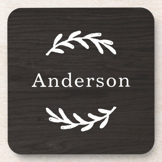 Rustige houtskool met bruin hout: aangepaste monog bier onderzetter (Voorkant)