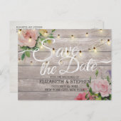 Rustige houtskoraallijnlampjes Weddenschap Opslagd Aankondigingskaart (Voorkant / Achterkant)