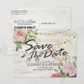 Rustige houtskoraallijnlampjes Weddenschap Opslagd Aankondigingskaart (Voorkant / Achterkant)