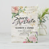 Rustige houtskoraallijnlampjes Weddenschap Opslagd Save The Date (Staand voorkant)