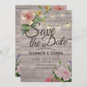 Rustige houtskoraallijnlampjes Weddenschap Opslagd Save The Date (Voorkant / Achterkant)