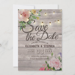 Rustige houtskoraallijnlampjes Weddenschap Opslagd Save The Date