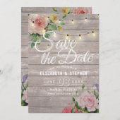 Rustige houtskoraallijnlampjes Weddenschap Opslagd Save The Date (Voorkant / Achterkant)