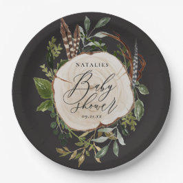Rustige houtslijm baby shower borden papieren bordje