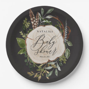 Rustige houtslijm baby shower borden papieren bordje