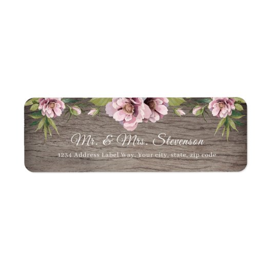 Rustige houtslijm roze roze pinda's adres etiket (Voorkant)