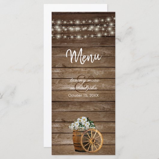 Rustige houtsloop en landbloemen menu (Voorkant / Achterkant)