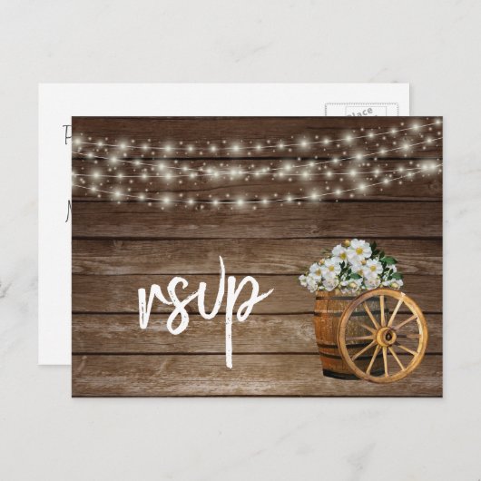 Rustige houtsloop en landbloemen uitnodiging briefkaart (Voorkant / Achterkant)