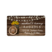 Rustige houtsloop en landelijke zonnebloemen etiket (Voorkant)