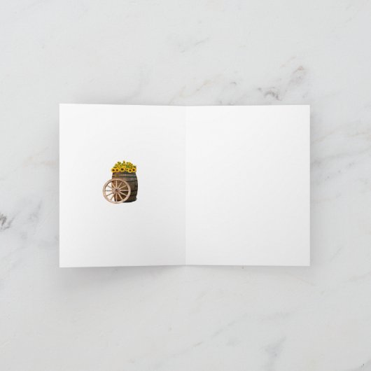 Rustige houtsloop en zonnebloembruiloft bedankkaart (Binnen)