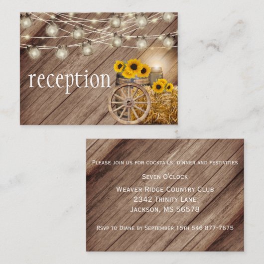 Rustige houtsloop en zonnebloemen - Ontvangst Informatiekaartje (Voorkant / Achterkant)