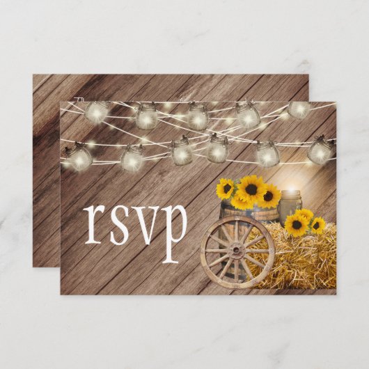 Rustige houtsloop en zonnebloemen - RSVP (Voorkant / Achterkant)