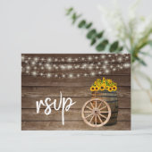 Rustige houtsloop en zonnebloemen - RSVP Kaartje (Staand voorkant)