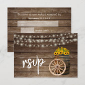 Rustige houtsloop en zonnebloemen - RSVP Kaartje (Voorkant / Achterkant)