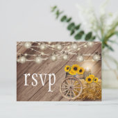 Rustige houtsloop en zonnebloemen - RSVP Kaartje (Staand voorkant)