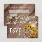 Rustige houtsloop en zonnebloemen - RSVP Kaartje (Voorkant / Achterkant)