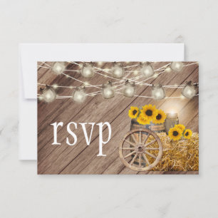 Rustige houtsloop en zonnebloemen - RSVP Kaartje