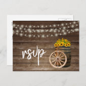 Rustige houtsloop en zonnebloemen - RSVP Uitnodiging Briefkaart (Voorkant / Achterkant)