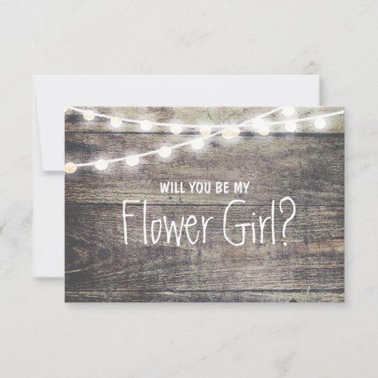 Rustige houtsnaarlamp Zal je mijn FlowerGirl zijn Kaart (Voorkant)