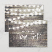 Rustige houtsnaarlamp Zal je mijn FlowerGirl zijn Kaart (Voorkant / Achterkant)