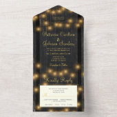 Rustige houtsnaarlampen bruiloft all in one uitnodiging (Binnen)