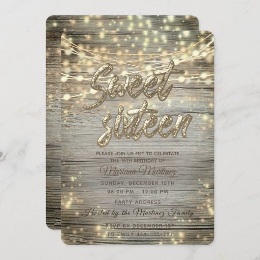 Rustige houtsnaren lichten gouden vonken op kaart (Voorkant / Achterkant)