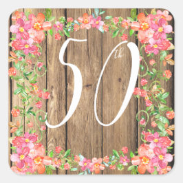 Rustige houtsnede Partij Verjaardagnummer vierkant Vierkante Sticker