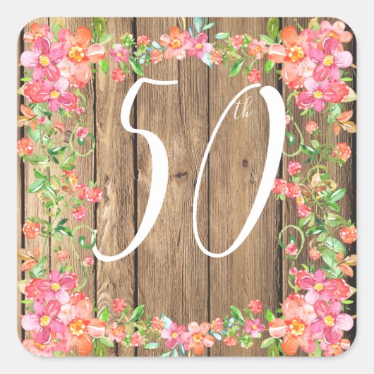 Rustige houtsnede Partij Verjaardagnummer vierkant Vierkante Sticker (Voorkant)