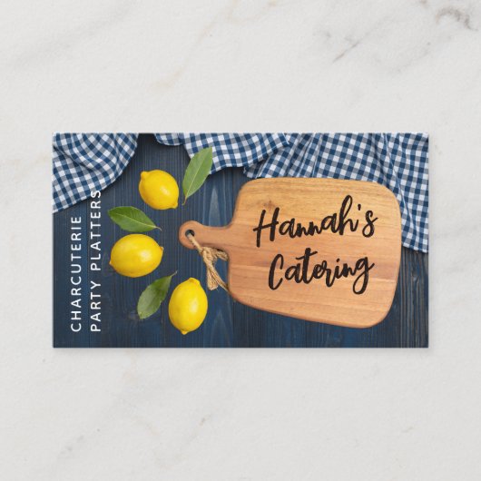 Rustige houtsnijplaat Citrus Cooking Script Bu Visitekaartje (Voorkant)