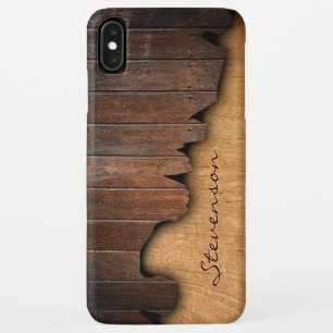 Rustige houtsplinterde houtkijk - Monogram naam Case-Mate iPhone Case